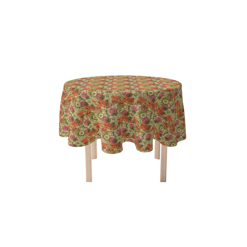 Kadence Natures Flowers Tablecloth, 120" L x 120" W