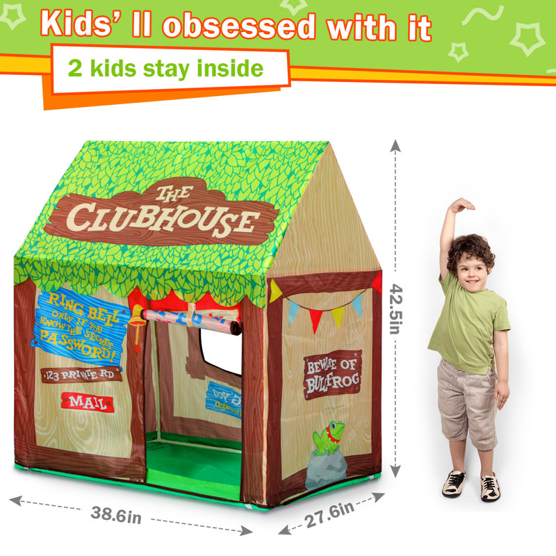 Tente de jeu pour enfants à l'intérieur: tente clubhouse pour enfants avec porte à enroulement et fenêtres pour jeux d'extérieur - tente pour garçons, maisonnette pour tout-petits
