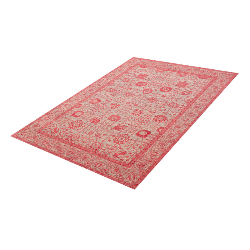 Tapis héritage gris clair noué à la main de conception unique 6 pi 1 po x 9 pi 1 po