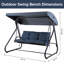 Fauteuil oscillant convertible 3 places avec auvent réglable, banc 2 en 1 et lit plat, coussins amovibles-1460619845