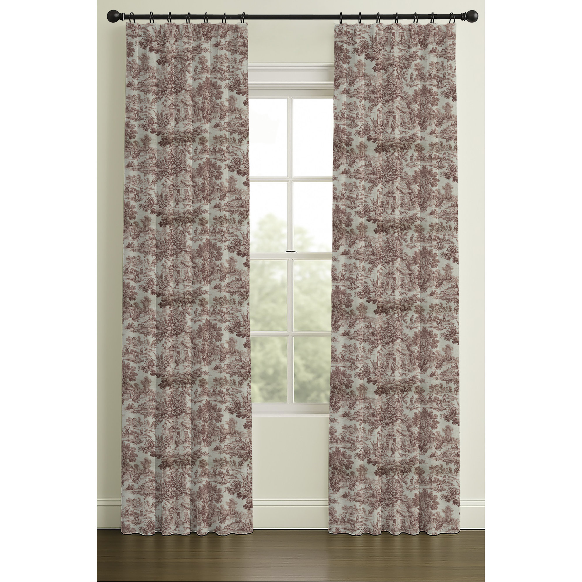 Inverted Pleat Double Lining Toille Print, Green, 33" W x 96" L, Double Lining