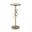 Table d'appoint ronde en fer 11,8 x 11,8 x 28,3 po avec accents floraux dorés et blancs et base en ciment