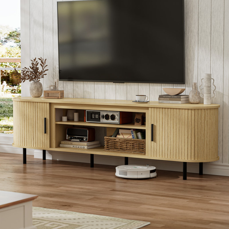 Meuble télé 80 po Mid-Century, Chêne naturel