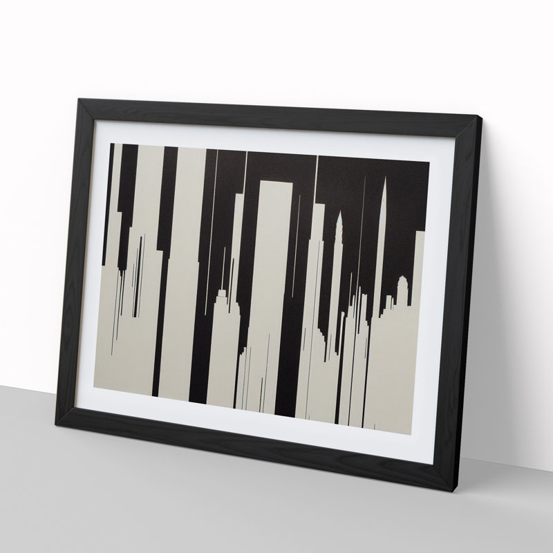 Incredible Skyscraper Skyline Abstract - Single Picture Frame Print, 46cm H x 64cm W x 2cm D, Black