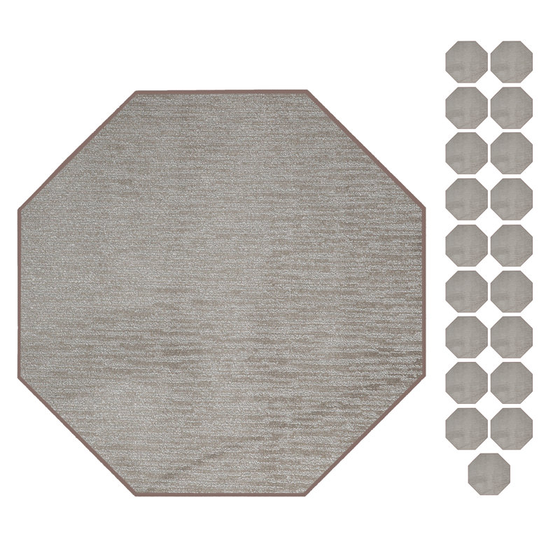 Ensemble de tapis en polyester de couleur unie touffetés à la machine, Octogone 2 pi