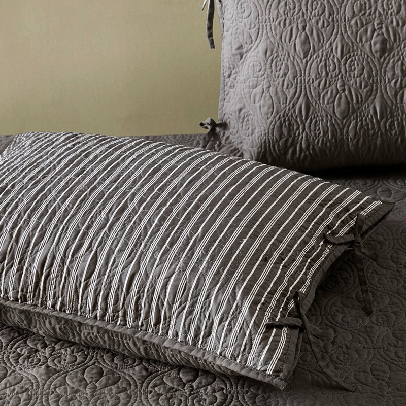 Housse de lit de jour réversible - gris foncé, 6 pièces, rembourrage en coton, pour matelas simple, livrée avec housse, taies décoratives, coussin décoratif 6 rembourrage gris, taille appropriée, comprend