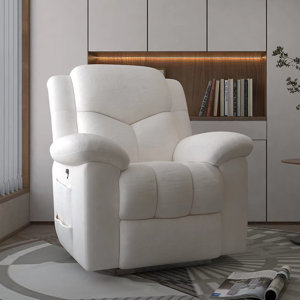 29.13" Wide Modern and Soft Lambswool Upholstered Power Electric Standard Recliner Armchair with USB Port and Storage Pocket