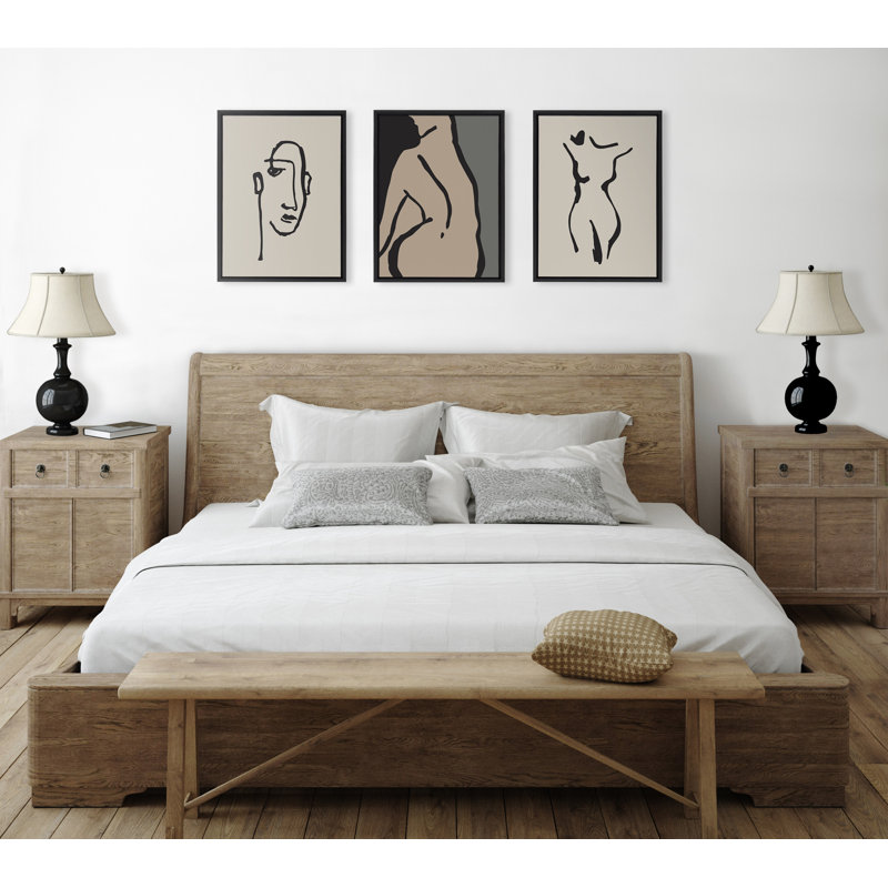 «Minimalist Neutral Line Art Face and Body» par The Creative Bunch Studio, ensemble d'art mural sur toile encadrée