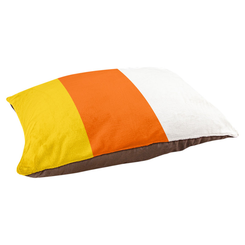 Coussin rectangulaire designer Miami, Grand (L 40 po x l 50 po), Jaune / rouge orangé / blanc
