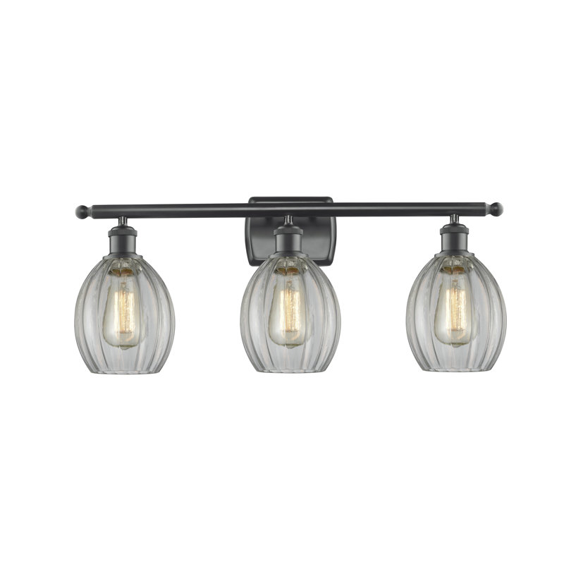 Éclairage pour salle de bain à intensité variable 3 lumières Flippo, Noir mat, Transparent