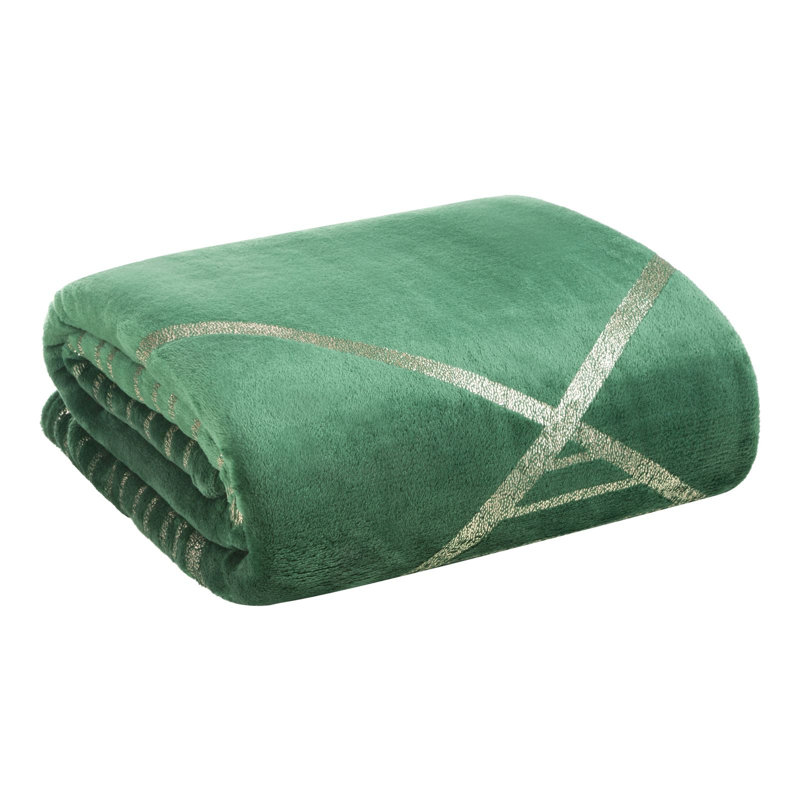 Polyester Geometric Shapes Bedspread, Dark Green