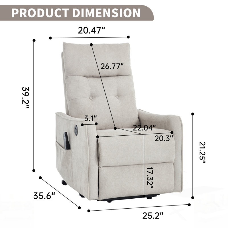 Fauteuil inclinable électrique Chenille, Beige
