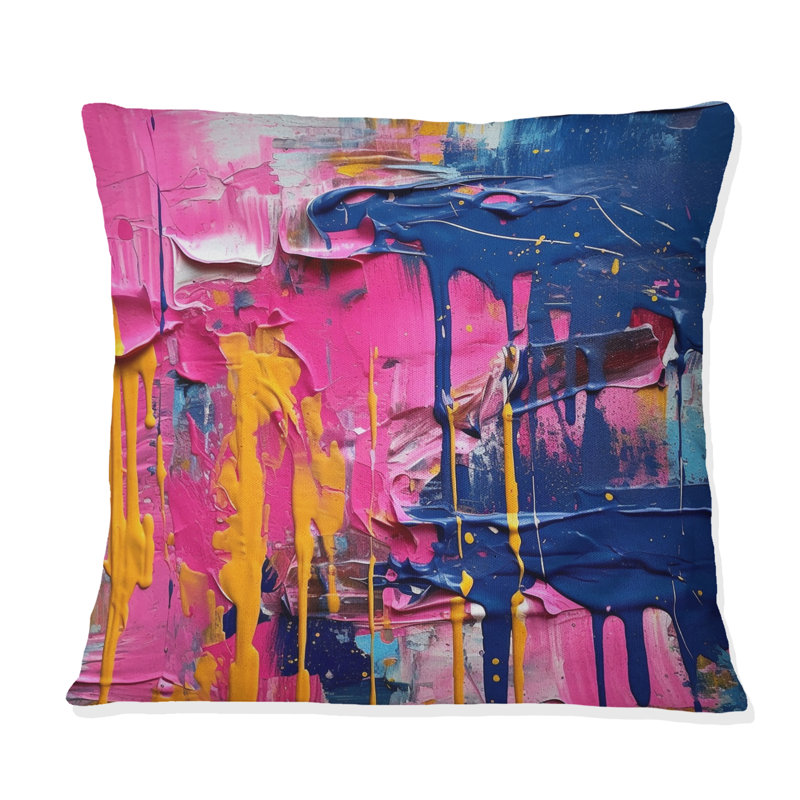 Explosions roses et bleues de couleur - Coussin décoratif imprimé abstrait