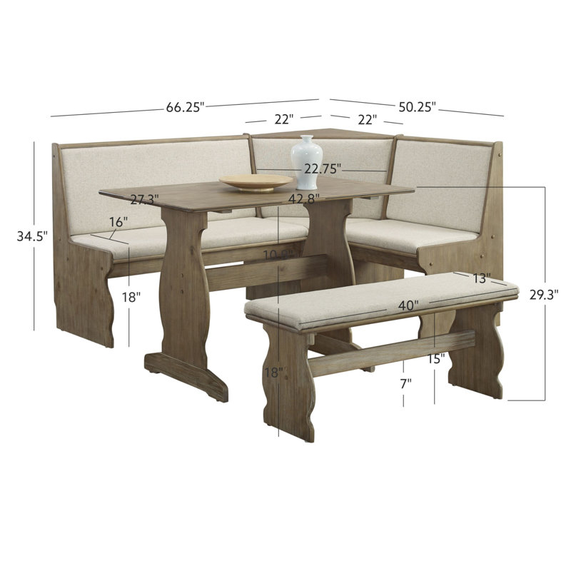 Sasha 5-Person Upholstered Corner Breakfast Nook