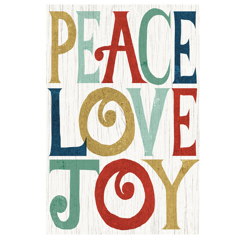 Peace, Love, Joy by Michael Mullan - Print on Canvas, 66.04 cm H x 45.72 cm W x 1.91 cm D, No Frame