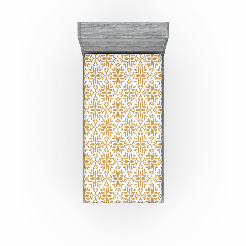 Drap-housse Ambesonne, Ivoire / motif floral brun pâle, Drap-housse simple TG