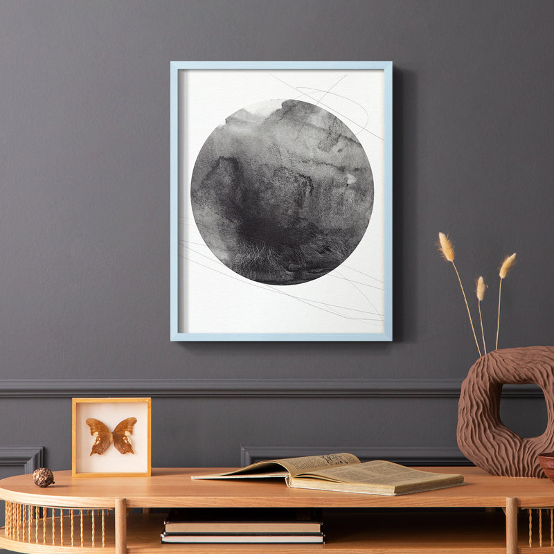 Graphite Moon I Framed Print - Solid Wood, Blue Single Picture Framed, 10" H x 8" W
