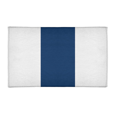 Tapis bleu marine/blanc rayé