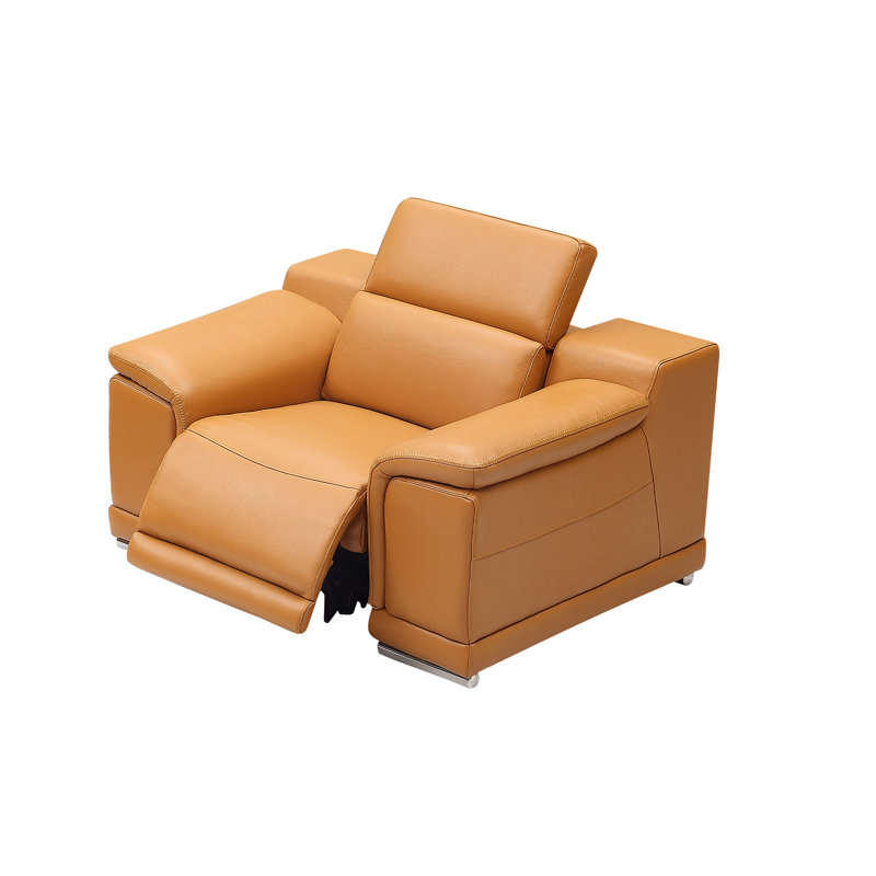 Fauteuil inclinable électrique en cuir, Cuir orange