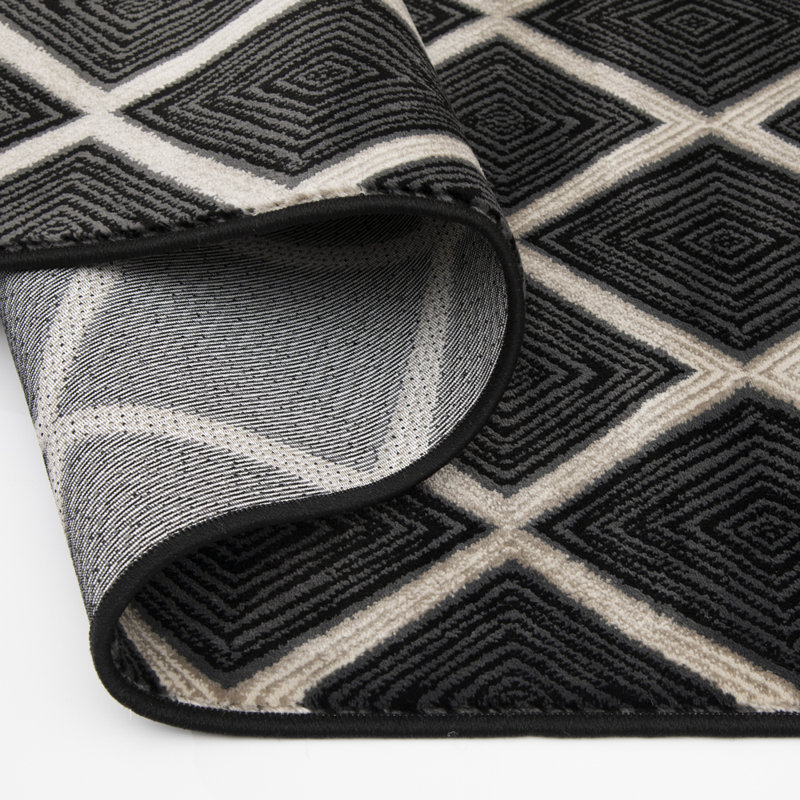 Caden Ebony Trellis Indoor Area Rug, Rectangle 7'3" x 10'10", Gray/Black/White