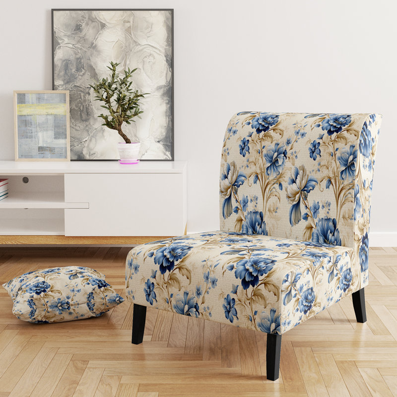 Rustic Victorian Brocade Victorian Motif - Chaise d'appoint de chalet rembourrée à motif floral