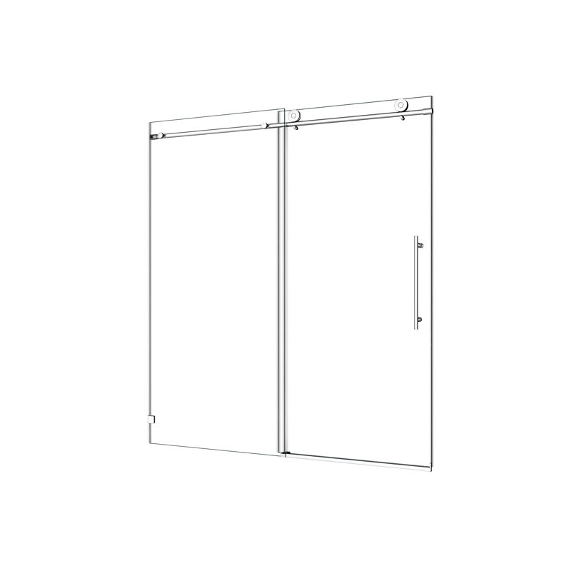 55 to 60 in. W x 76 in. H Sliding Frameless Shower Door with 5/16 Inch (8mm) Thick Tampered Glass, Chrome