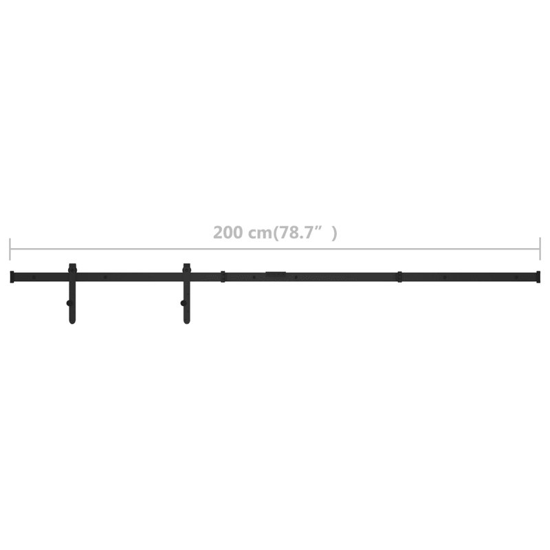 Barbe Mini Sliding Barn Door Kit Carbon Steel, 200cm W