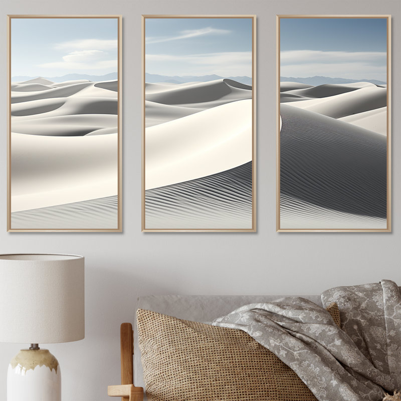 «Desert Dreams Minimalisme Embrace II», ensemble d'art mural minimalisme, Cadre naturel flottant, H 32 po x l 48 po x P 1 po