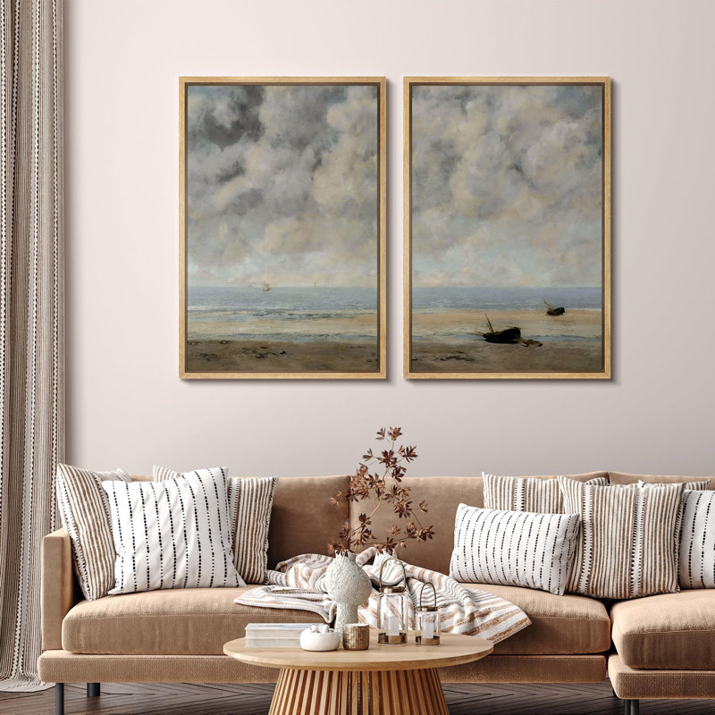 «Stormy Seascape Serenity Dual Maritime», 2 pièces sur toile, Naturel, H 36 po x l 48 po