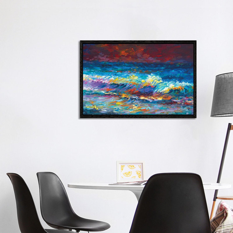 Flower Meadow by Valery Rybakow - Painting on Canvas, 101.6 cm H x 66.04 cm W, Brown Floater Frame