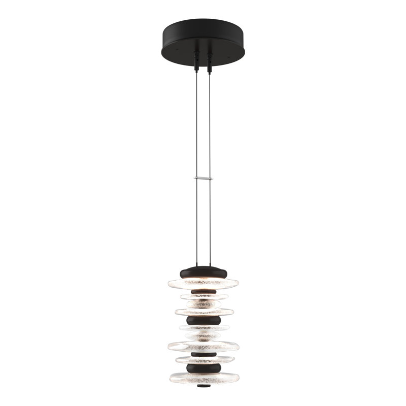Cairn 1 - Light Single Geometric LED Pendant, Black, 10" H x 6" W x 6" D