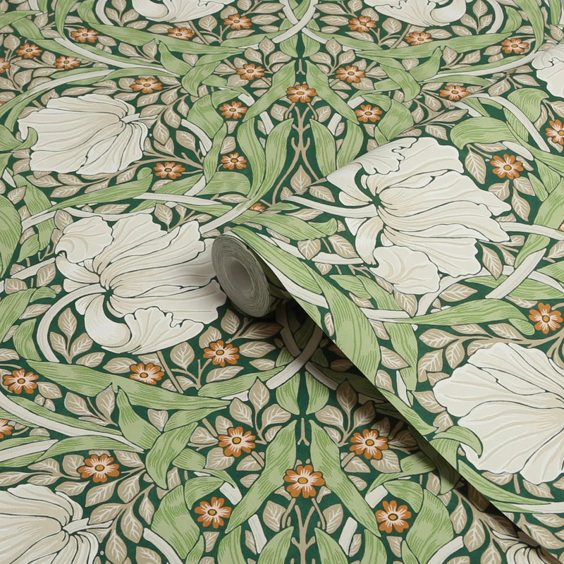 William Morris At Home Pimpernel Floral Wallpaper, Green