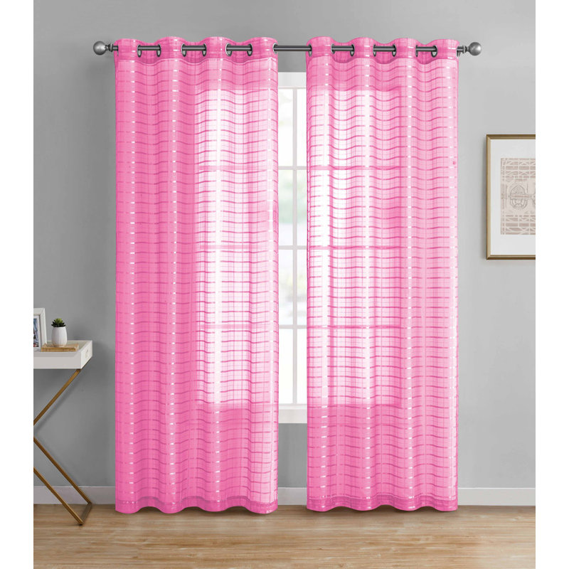 Rideau en polyester Didonna, Rose