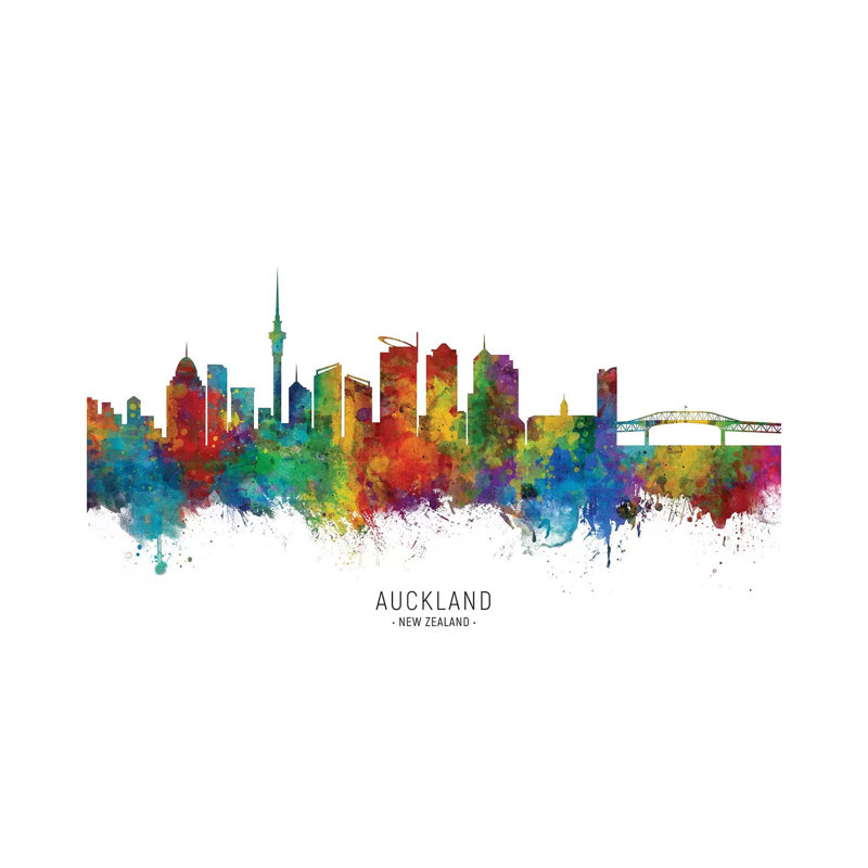 Auckland New Zealand Skyline by Michael Tompsett - Wrapped Canvas Painting, 152.5 cm H x 101.5 cm W