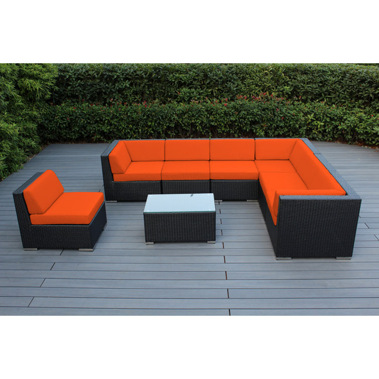 Billyjo Wicker 7 - Person Seating Group with Cushions - No Assembly