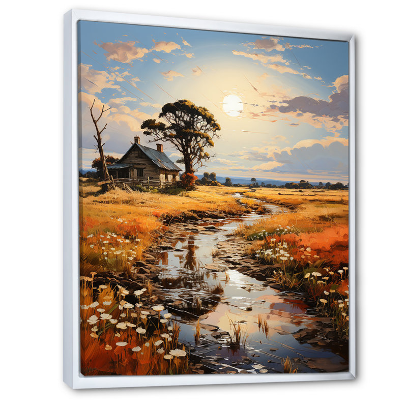 «Countryside Farm Bliss I» sur toile, H 32 po x l 16 po x P 1 po, Cadre flottant blanc