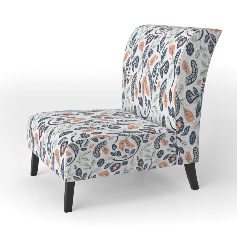 Fauteuil d'appoint Boho - Botanical Paisley Orange, Pantoufle sans accoudoirs