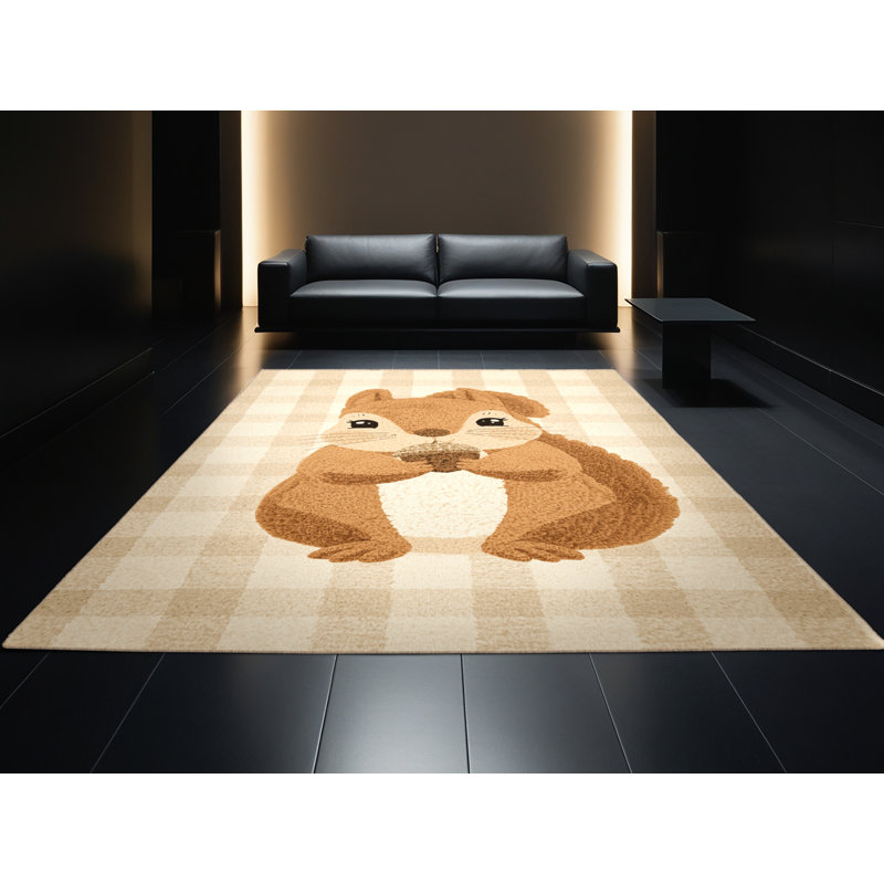 Tapis abstrait moderne et contemporain lavable à la machine Soho Thanksgiving - beige, 2 x 5