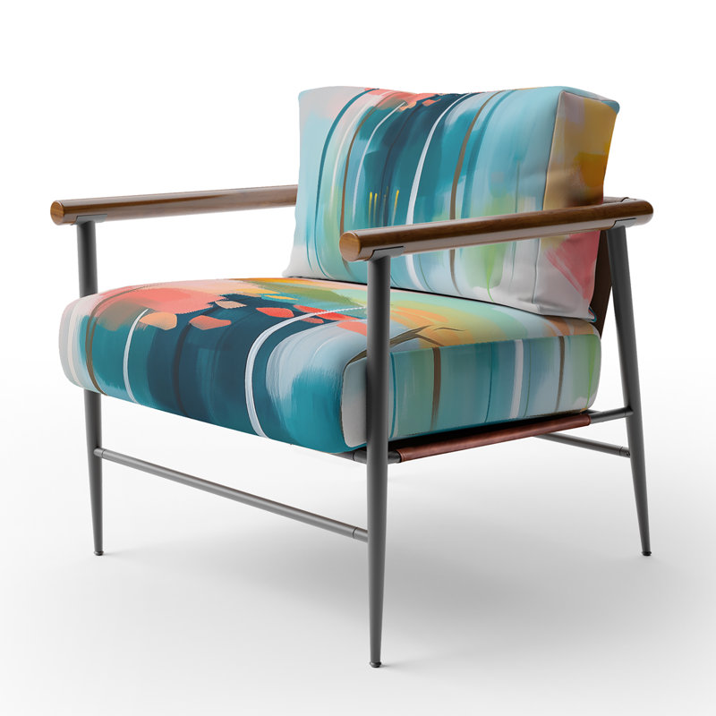 Chaise d'appoint Forest - fauteuil coloré abstrait Forest II, Brown Round Arms