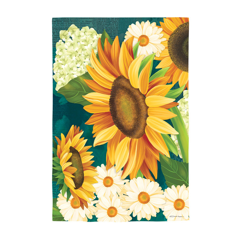 Sunflower Bloom Burlap House Flag