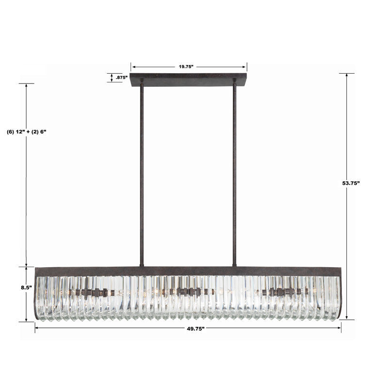 Lustre rectangulaire moderne à 6 lumières Marpet