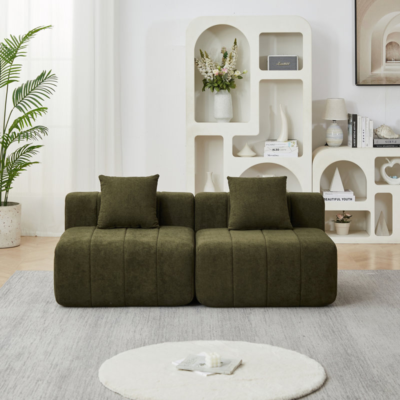 2-Seat Sectional Sofa with 2 pillows