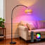 Lampe sur pied Arc Bohemian avec abat-jour en rotin, éclairage intelligent à intensité variable et télécommande