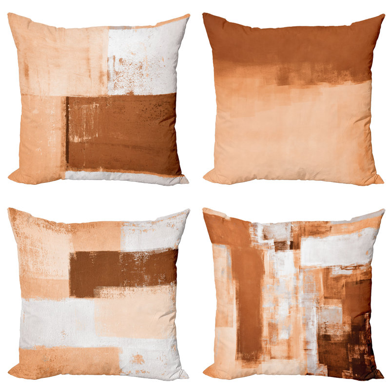 Reversible Pillow Cover, 16" H x 16" W, Peach Caramel / Dark Rust