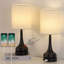 Ensemble de 2 lampes de chambre à coucher à commande tactile Trombetta pour salon avec 2 ports de chargement USB-196100420-196100416