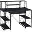 Bureau noir avec tablettes ouvertes et huche-123266579