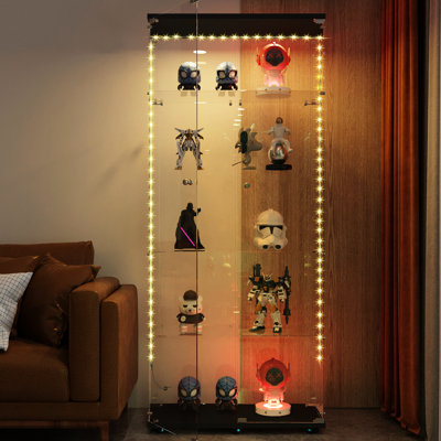 Tempered Glass Storage Cabinet With Mobile Controlled Led Lighting
