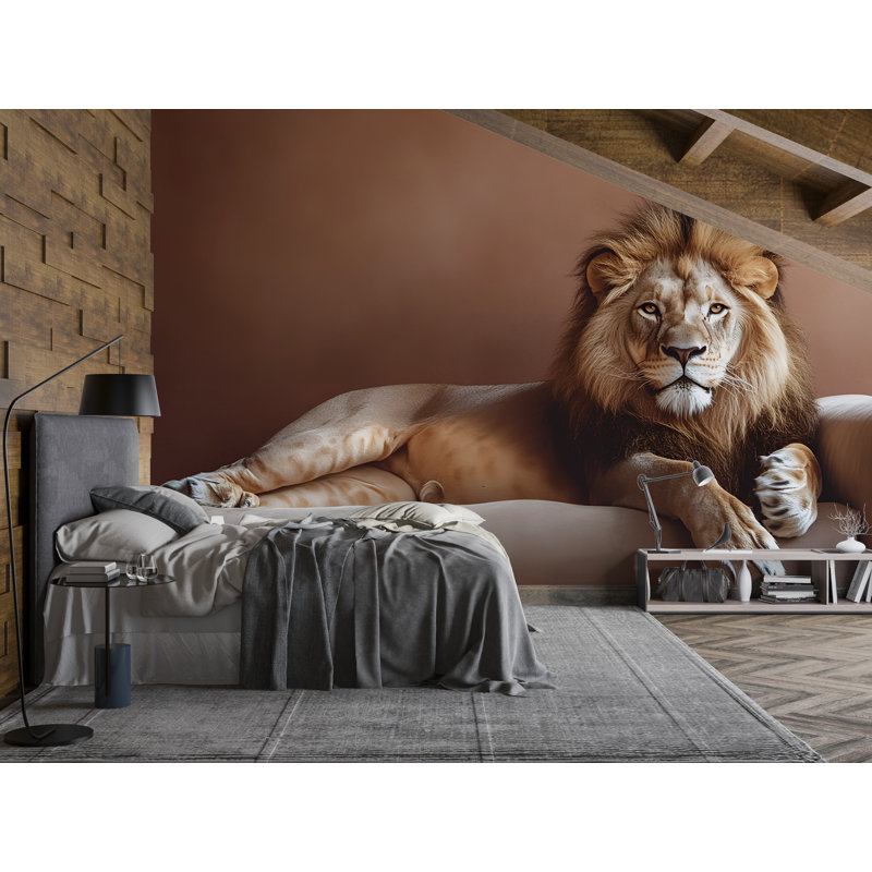 Papier peint majestueux Lion Canapé, L 144 po x l 100 po, Non tissé