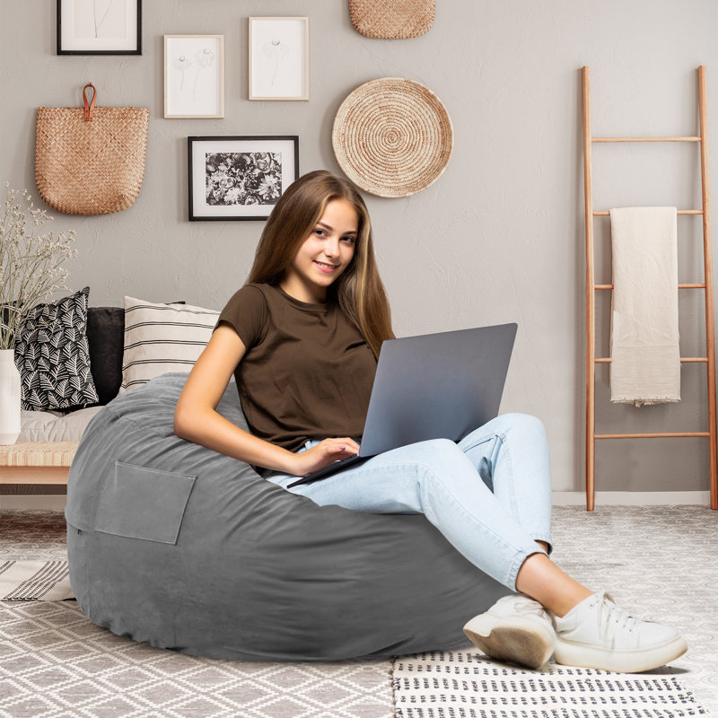 Bean Bag Chairs With Cover, Living Room Furniture Sofa, Round Fluffy Couch For Bedroom College Dorm, 22" H x 36" W x 36" D