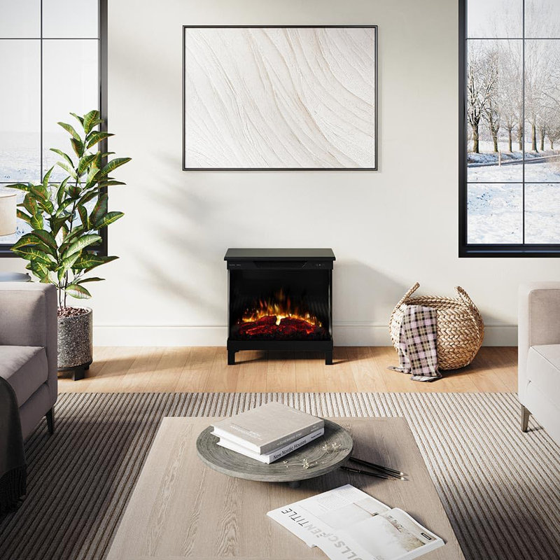 Modern Ember Skyline Smart 3-Sided  Electric Fireplace Stove Heater, Black